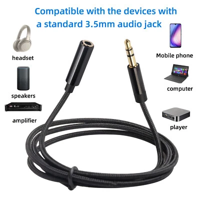 3.5mm Audio Extension Cable Headphone Stereo Cord Male to Female AUX Car MP3 lot - Image 1 of 4