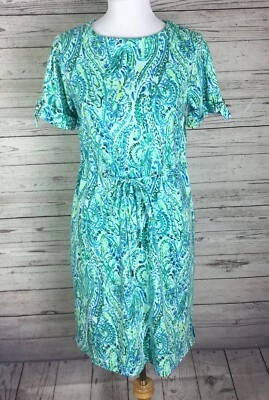 Vestido de malha Appleseed’s feminino azul pequeno com cordão cintura manga curta tamanho PS - Imagem 1 de 4