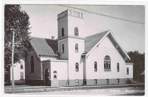 Postal con foto real American Reform Church Sibley Iowa década de 1950 RPPC - Imagen 1 de 1