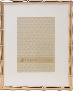 Frames Bamboo Design Metal Frame, 8X10, Matted 5X7, Gold - Picture 1 of 11