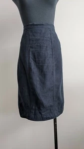 Country Road Navy Blue high waisted Linen Pencil Skirt AU 12 - Picture 1 of 6