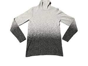 Athleta Flurry Gradient Turtleneck Women's White Black Athletic Ribbed XL - Picture 1 of 7