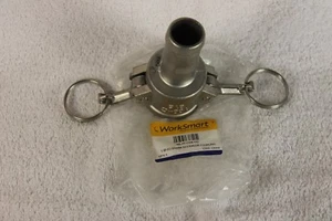 Worksmart 1" Cam & Groove fitting with hose barb end, Stainless steel - Picture 1 of 2