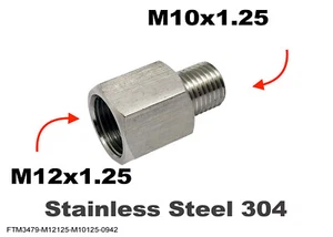 M12x1.25 Female to M10x1.25 Male Stainless Sensor Adaptor Fittings Conversion - Picture 1 of 6