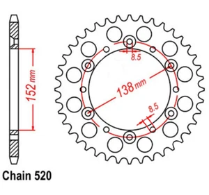 Kettenrad Alu 49Z 520 Flach/Senkkopf Husaberg FC 350 400 501 600 FE 350 400 - Bild 1 von 1