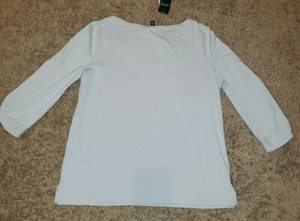 NWT Lauren Ralph Lauren Shirt Womens Size Large Blue Tee 3/4 Sleeve Top LRL  - Picture 1 of 12