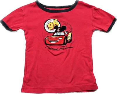 Disney Parks Kids Pj Top Cars Lightning McQueen W/ Mickey Ears Sz 8 - Image 1 of 3