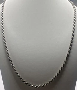 925 Italy Sterling Silver 28” Long Thin Rope Chain Necklace (18.10g) - Picture 1 of 6