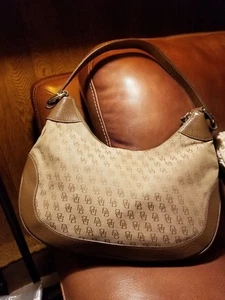 Dooney Bourke Hobo Signature Purse Bag Leather Canvas - Picture 1 of 12