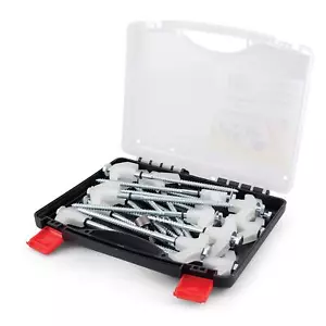 Tent Stakes Ground Screw Anchor Pegs - Glow-in-The-Dark Tops - Hex Tool & Carry - Picture 1 of 6