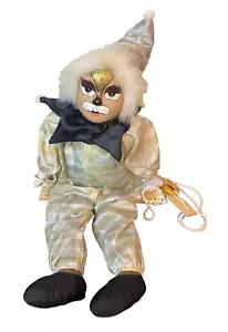 Hand Painted Porcelain Clown On A Swing Lion Marionette Doll 20" - Picture 1 of 11