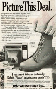1978 Vintage Print Ad Try on a pair Wolverine boots Get Kodak's Pleaser Camera - Bild 1 von 2