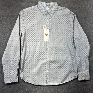 Denim & Flower NWT Men Button Up All Over Print Slim Fit Peach Poplin - Picture 1 of 11