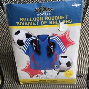 Anagram Sports Soccer Jersey & Ball 6pc Balloon Pack, Blue Red NEW G - Picture 1 of 2