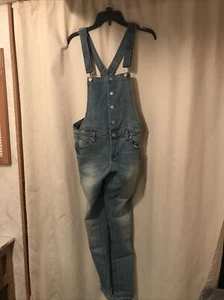 Tinseltown - Distressed Bib Overalls - Size Medium Blue Jeans Ret$54 (TW-1663) - Picture 1 of 5