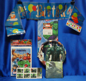 Hulk Party Set # 7 Napkins Tablecloth Plates  Loot bags Stickers