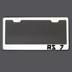 Polish Mirror License Plate Frame RS 7 Laser Etched Metal Screw Cap - Picture 1 of 8
