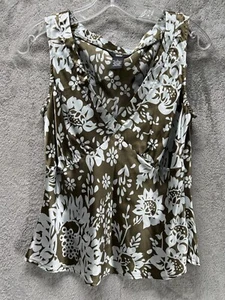 De Colección Y2k Mossimo Mujer’s Grande Verde Floral Seda Cami Babydoll Top Hada Capricho - Imagen 1 de 5