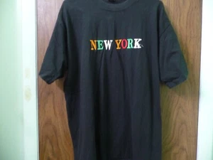 TWO XL  NEW YORK T SHIRTS EMBROIDERED LETTERS BLACK SHORT SLEEVES - Picture 1 of 3