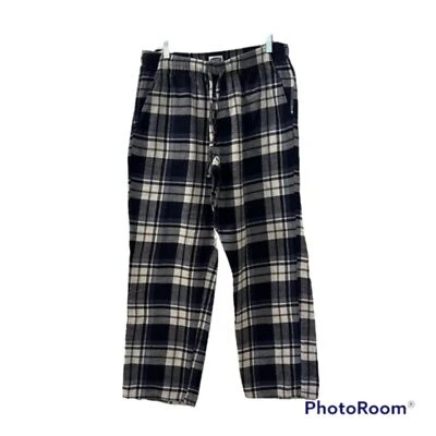 Old Navy Blue & White Plaid Fleece Pajama Pull On Drawstring Pants Size Large - Image 1 of 4