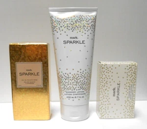 Avon Mark Sparkle Set of 3 edt Spray Perfume Lotion & Shimmer Soap NEW - Picture 1 of 2