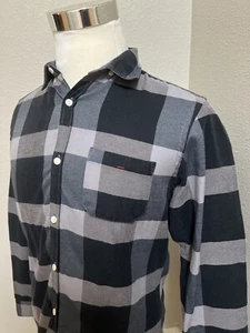 Spitalfields Denim Co Mens Blue Black Check Button From Shirt Size Medium - Picture 1 of 5