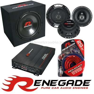 Renegade Set 3 30cm Subwoofer Verstärker Lautsprecher Komplettset car-hifi-set
