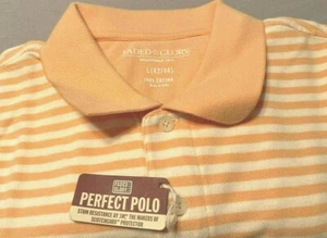 Faded Glory ~ Large (42/44) ~ Orange & White Stripe ~ SS ~ 100% Cotton ~ NWT ~ - Picture 1 of 4