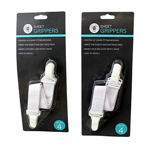 8 Bed Sheet Grippers Bed Mattress Pad Fasteners Easy To Install Holder Straps - Picture 1 of 9