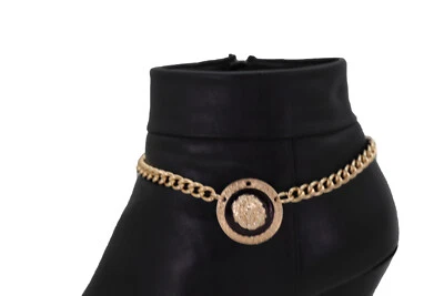 Mujer Oro Cadena Metal Occidental Botas Pulsera Zapato León Moneda Dije Calle - Imagen 1 de 4