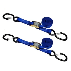2 Pack 1" x 6' Cam Buckle Tie Down Strap w/ S Hook For Boat Motorcycle Bike - Picture 1 of 8