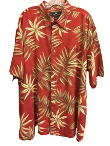 Consensus Sportswear Men's Hawaiian Red Shirt With Cane Leaves Size XL - Picture 1 of 5