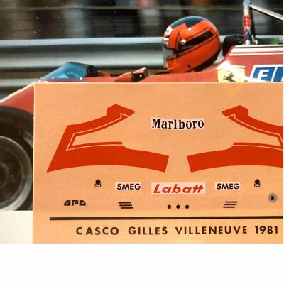 Decals 1.12 1/12 casco gilles villeneuve F1 driver car auto FDS Automodelli  - Immagine 1 di 2
