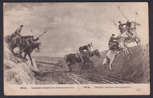 Primera Guerra Mundial (28863): 1914 lanceros belgas reconocimiento foto postal - Imagen 1 de 2