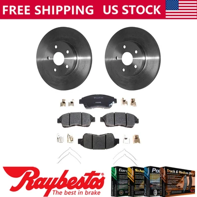 Front Kit Brake Rotors + Ceramic Pads & Hardware For 1996-2000 Toyota RAV4 - Image 1 of 4