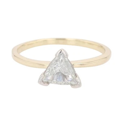 GIA .47ct Trillion Cut Diamond Solitaire Engagement Ring 14k Yellow Gold Size 5 - Image 1 of 4