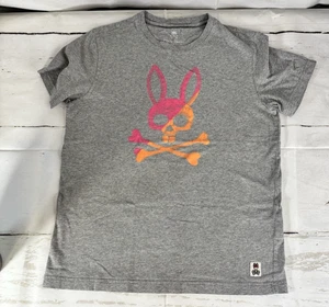 Psycho Bunny T Shirt Mens Size Small 4 Solid Gray Short Sleeve Pink Orange Logo - Picture 1 of 7