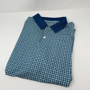 Bonobos Shirt Mens 2XL Teal/White Allover Print Golf Polo Slim Fit - Picture 1 of 6