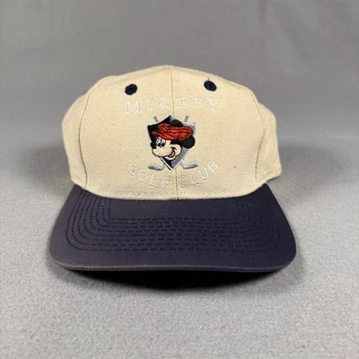 Vintage Mickey Golf Club Strapback Hat Cap Disney White Creame Blue - Image 1 of 4