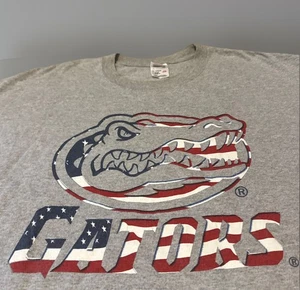 Vintage University of Florida Gators USA American Flag NCAA T-Shirt 2XL Gray Y2K - Picture 1 of 6