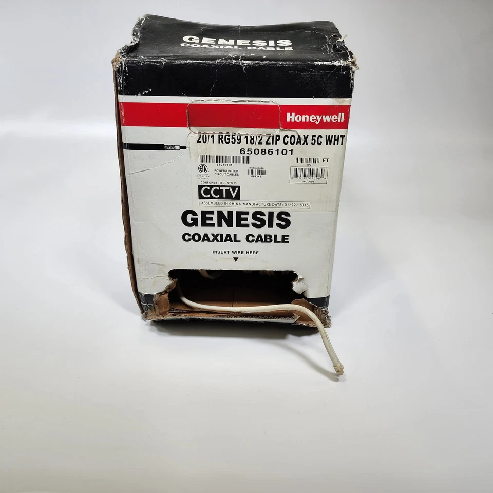 Honeywell Genesis 20/1 RG59 18/2 CREMALLERA COAXIAL 5C BLANCO 65086101 - 500 ft - Nuevo stock antiguo Foto 1 de 4