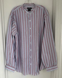The J Peterman Company Button Shirt Striped Long Sleeve Band Collar XL Portugal - Picture 1 of 11