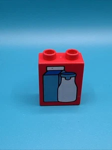 Piezas de repuesto Lego Duplo - Ladrillos impresos/decorados 1x2x2 leche - Imagen 1 de 4