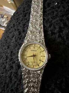 Geneva Silver Tone Nugget Style Women’s Watch  - Picture 1 of 17