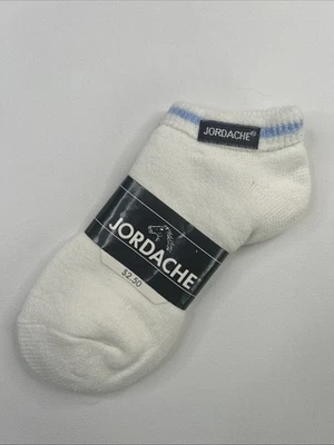Calcetines De Colección 9-11 Hechos en EE. UU. Corte Bajo Jordache Damas Blanco Azul Tobillo Años 90 Nuevo de Lote Antiguo Foto 1 de 4