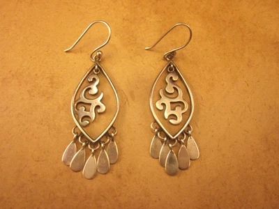 Silpada W1196 Sterling Silver Cut-Out Scroll Drop Dangle Fringe Pierced Earrings - Image 1 of 3