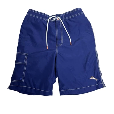 Tommy Bahama Hombres Bañador Pequeño Azul Board Shorts Cordón Bolsillo Surf Foto 1 de 4