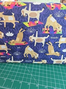 Goat Yoga Fabric 16 x44 In Joann Cotton Quilting Poses om energy NEW - Picture 1 of 5