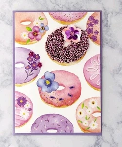 Papyrus Blank Card Glass Beaded Floral Donuts 🍩 Birthday, Love, Friendship Etc. - Picture 1 of 2