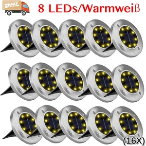 16x 8LED Solarleuchte Solarlampe Bodenstrahler Bodeneinbau Außen Gartenstrahler - Bild 1 von 11